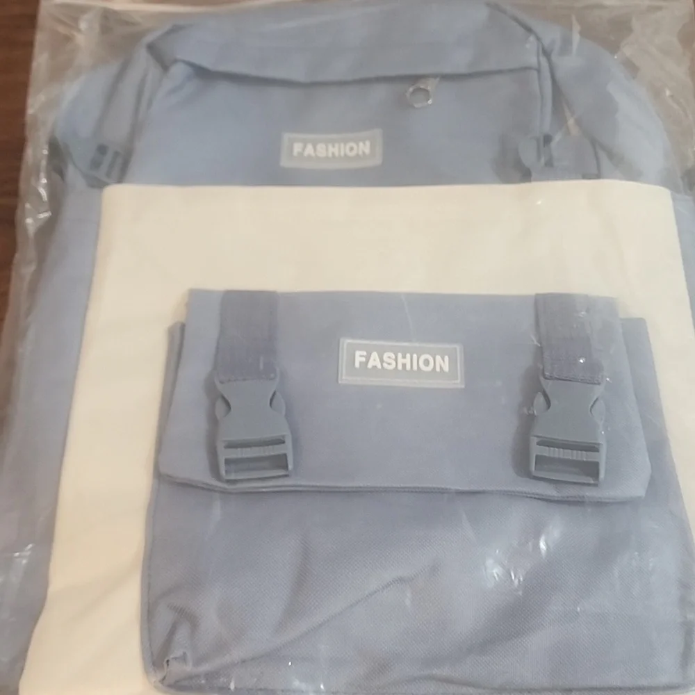 FIRM PRICE NWT Aesthetic Kawaii Blue 5-Pc Backpack Set with Pins & Bear Charm